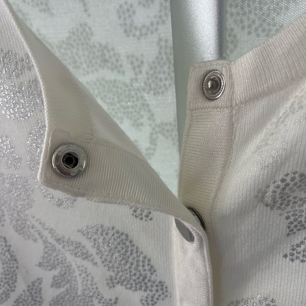 White House Black Market white cardigan with Silver Accents MEDIUM - Picture 3 of 8